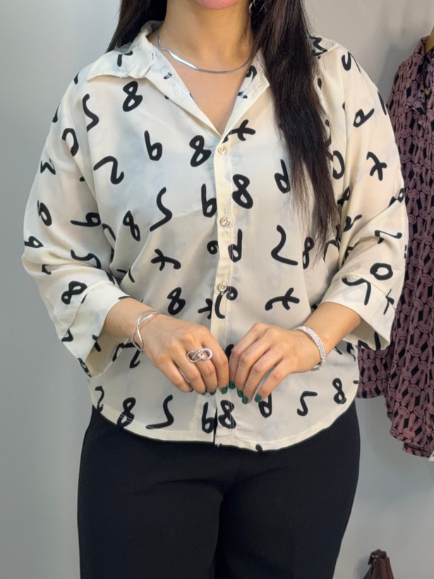 شومیز دخترانه حرير شیشه ای طرحدار (نسیم)