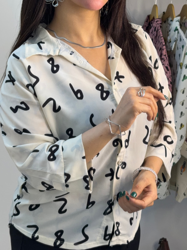 شومیز دخترانه حرير شیشه ای طرحدار (نسیم)